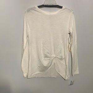NWT White Long Sleeve Tee with Faux Knot